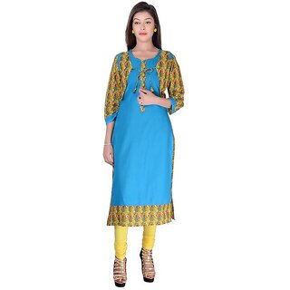 skyblue Color Printed  Aks Printed kurtis for women