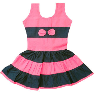 Flora Self Design Cotton Frock For Girls