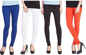Neemka pack of four Multicolor cotten blend Womens Leggings.