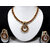 Maroon Stone Pearl Polki Pendant Necklace Set