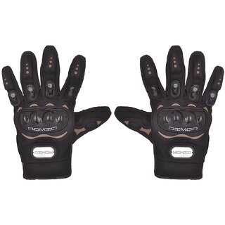 RMA-6002 Romic Leather Motorcycle Full Gloves (Black, XL)
