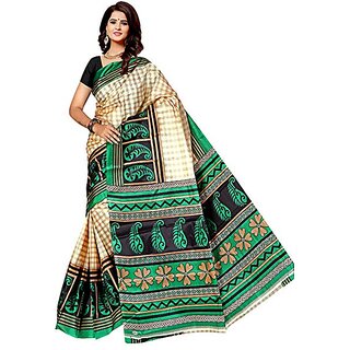 Svb Purple Taffeta Paper Silk Block Print Saree Without Blouse