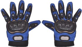 RMA-6005 Romic Leather Motorcycle Full Gloves (Blue, XL)