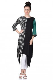 SUONI Crepe Green Black kurti for women