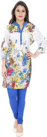 Svt Ada Collections Blue Cotton Floral A-line Midi Dress