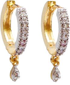 American Diamond Gold Plated Hoop Earring.