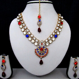 Wow Nice Blue and Red Stone Necklace Set
