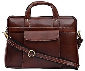 Sk Trader 22 Liters Leather Brown 14 Laptop Briefcase (Jt-2004Brown)