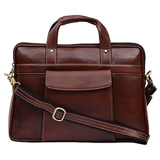 Sk Trader 22 Liters Leather Brown 14 Laptop Briefcase (Jt-2004Brown)