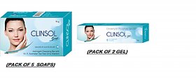 clinsol soaps  gel ( set of 5 pcs. soap  set of 2 pcs. gel).