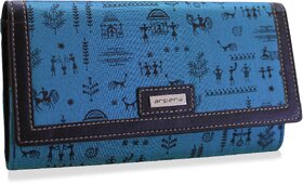 arpera rangoli cotton warli print clutch blue C11541-71A