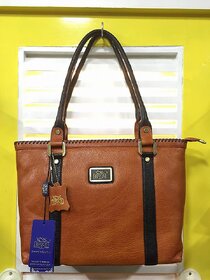 Bessel Brown Leather Hand Bag for Women.