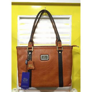 Bessel Brown Leather Hand Bag for Women.
