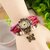 Nubela Vintage Round Dial Pink Leather Strap Analog Watch For Women