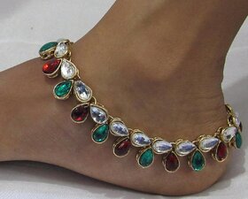 multi color kundan anklet SMC1015