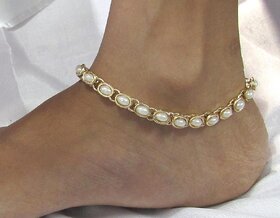 White ellipes pearl anklet SMC006