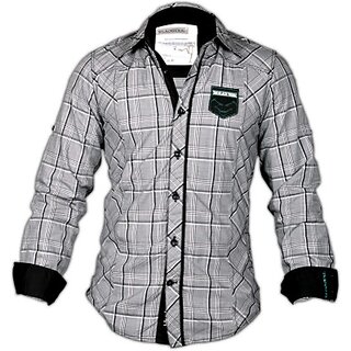 kausar collections Blacksoul Mens Checkered cotton grey coloured Casual Shirt