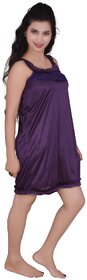 Kismat Fashion Purple Satin Short Nighty Kn06
