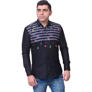 Aquarius casual bird printed designer shirt.