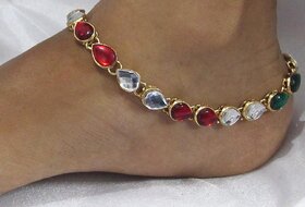 Maroon Green kundan anklets smc001