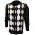 Enimay Mens Argyle Zip Up Golf Long Sleeve Zipper Sweater Black Colour