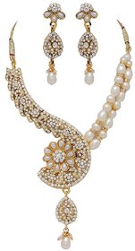 Fashion Gold Plated Imitation Necklace Set with Earrings.