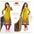 Baalar Women's Unstitched Karachi Cotton Dress Material Yellow/Red 4012