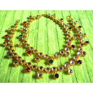 Golden Kundan Anklet