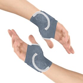 Healthgenie Wrist Brace with Thumb Support One Size Fits Most (1 Pair - Grey), Elastic  Breathable Fabric - Adjustable