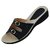 Ladies Artificial Leather Soft Slipper Black And Beige