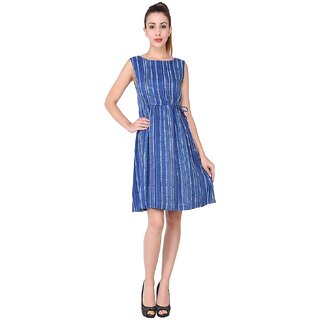 Tiya Cut Sleeves Indigo Color Womens Dress