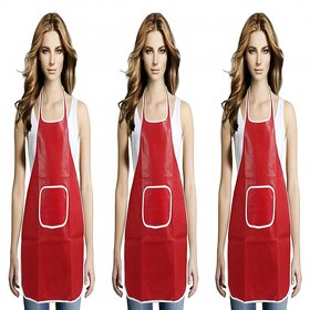JS Home Red Kitchen Apron - Set of 3