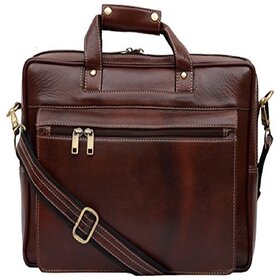 Sk Trader 22 Liters Leather Brown 14 Laptop Briefcase (Jt-2020Brown)