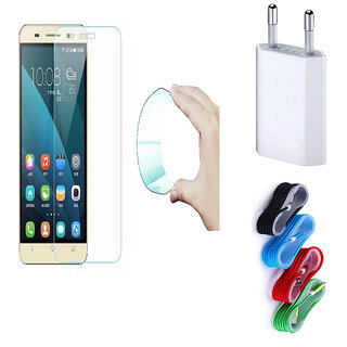Reliance JIO LYF Flame 3 Curved Edge 9h HD Flexible Tempered Glass with Nylon USB Travel Charger
