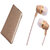 Gionee S6 Pro Gold Leather Flip Cover with Fragrant Noise Cancellation Earphones with Mic