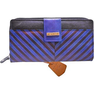 Arpera Blue Genuine Leather Ladies Wallet Clutch