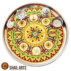 Meenakari Pooja Thali - 10 inches.