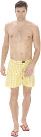 KARPA Yellow and White Chequred Cotton Boxer for Men