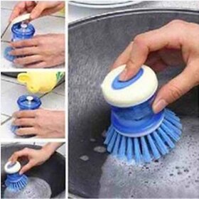 Kudos Kitchen Plastic Scrubber Liquid Soap Dispensing Cleaner Palm Pump Brush (Pack of 1).