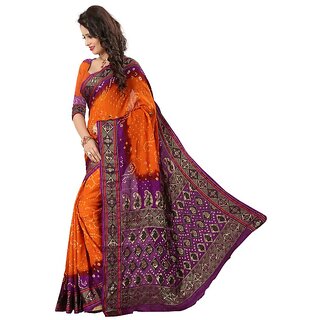 SVB Sarees Sarees Multicolour Bandhni Cotton Silk Saree