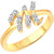 Vighnaharta initial ''M'' Letter (CZ) Gold and Rhodium Plated Alloy Ring for Girls and Women - VFJ1189FRG16