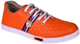 Messi Men Orange Lace-up Casual Shoes.