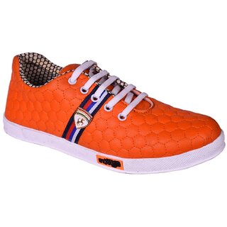 Messi Men Orange Lace-up Casual Shoes.
