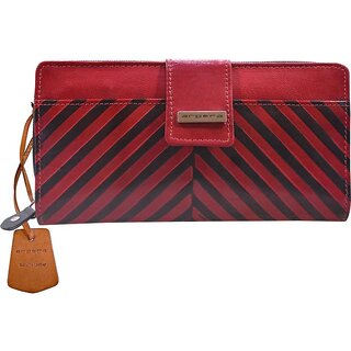 Arpera Stylish Red Genuine Leather Ladies Wallet Clutch