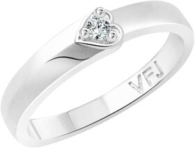 Vighnaharta Simply Heart Band CZ  Rhodium Plated Alloy Ring for Women and Girls