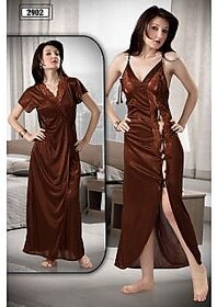 Womens Sleep Set Sexy 2pc Nighty  Over Coat New Babydoll in Brown 2902 Gurlz Fun Open Night Set Robe  Bed Festiv
