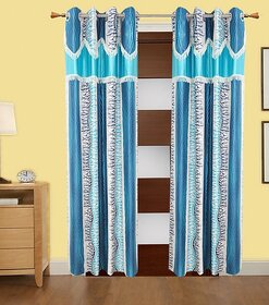 IndianOnlineMall Polyester Blue Designer Door Curtains(HZCN0700474)