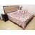 Bohomandala Hand Block Peacock Feather Cotton Double Bedsheet With 2 Pillow Covers - Pink