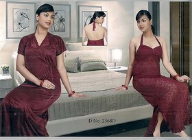 Hot Women 2pc Sleep Wear Sheer Nighty  Over Coat Sexy 2 Night  Robe Set 2368D