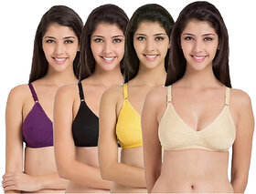 Mj fashion red/pink sports bra + black/brown cotton panty set of 4